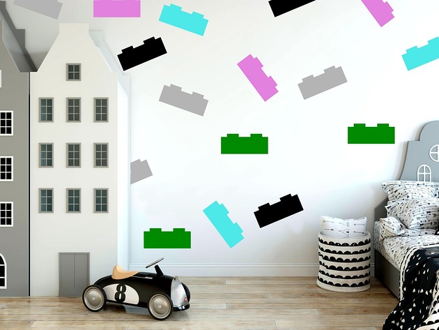 naklejki ścienne do pokoju dziecka Naklejki na ścianę lego klocki 2 sztuki
