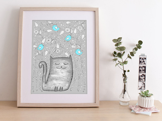 obrazy i plakaty do pokoju dziecięcego Kotek 50x70cm