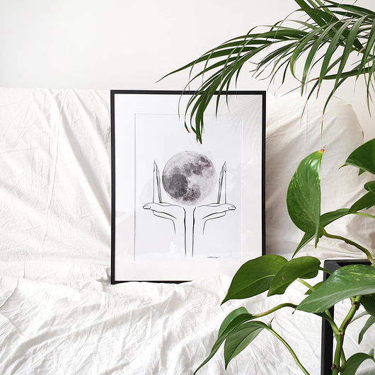 plakaty moon touch minimalistyczny plakat z ksieżycem