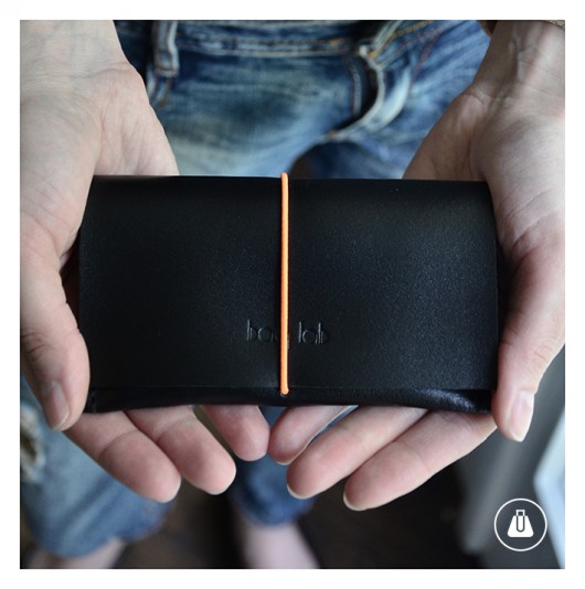 leather wallet - blackorange bag lab
