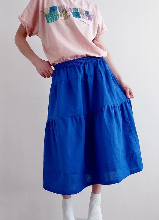 spódnice midi Spódnica z kieszeniami "FALA" len 100%