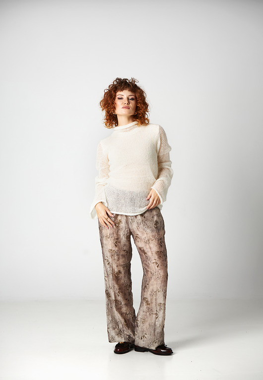 swetry damskie  Alpaka sweter półgolf - Biały