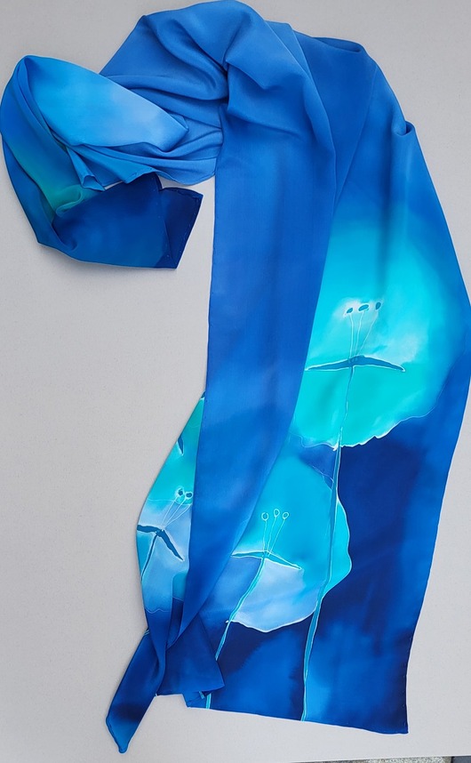 szale damskie Dmuchawce szal malowany na jedwabiu