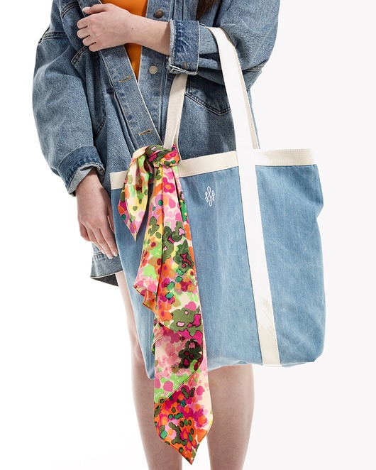 torby XXL DENIM SHOPPER BAG /  white logo