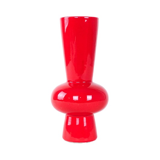 wazony Wazon ceramiczny czerwony, duński design, lata 70, produkcja: Dania