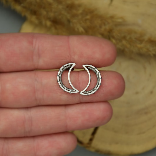 kolczyki wire wrapping Kolczyki sztyfty księżyce wire wrapping półksiężyc