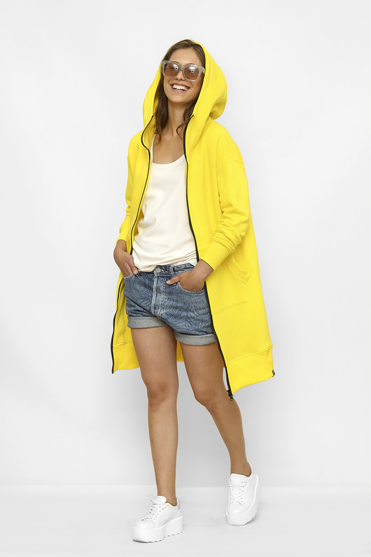 bluza z kapturem damska Bluza z kapturem Delfina  cytrynowa