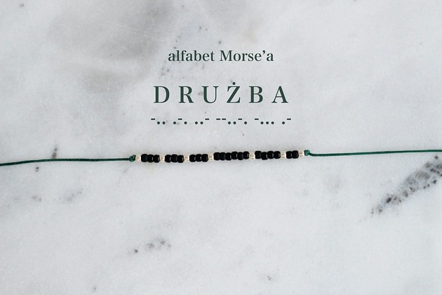 bransoletki złote DRUŻBA - bransoletka z alfabetem Morse'a