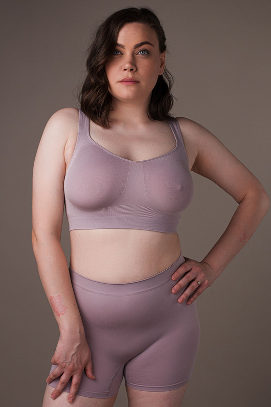 biustonosze damskie Biustonosz bez fiszbin Body komfort 007BD szaro-purpurowy