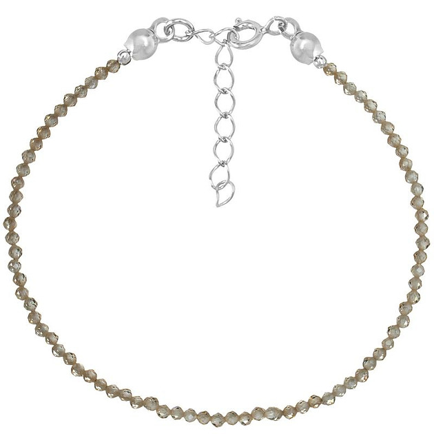 bransoletki z kamieni naturalnych Bransoletka srebrna z cyrkonii beżowych 2 mm