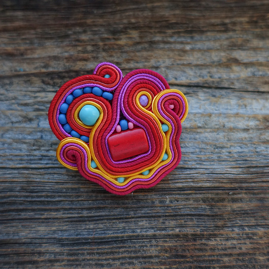 broszki Kolorowa broszka soutache