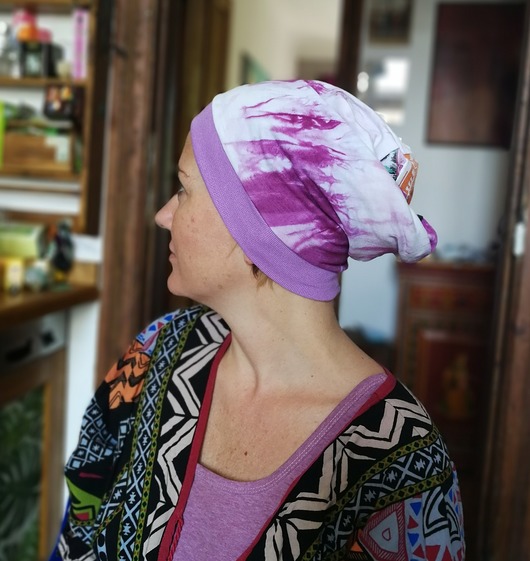 czapka damska wiosenna energetyczna w stylu boho ruda klara