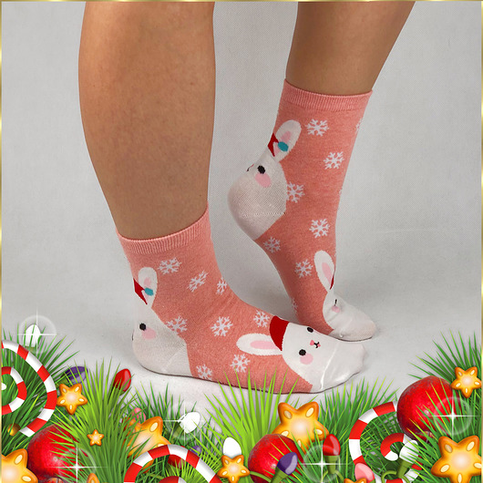 Skarpetki z zającem w czapce Mikołaja CandySox