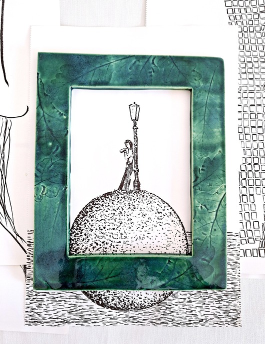 ramki na zdjęcia Ramka ceramiczna zielona dekoracja ścienna