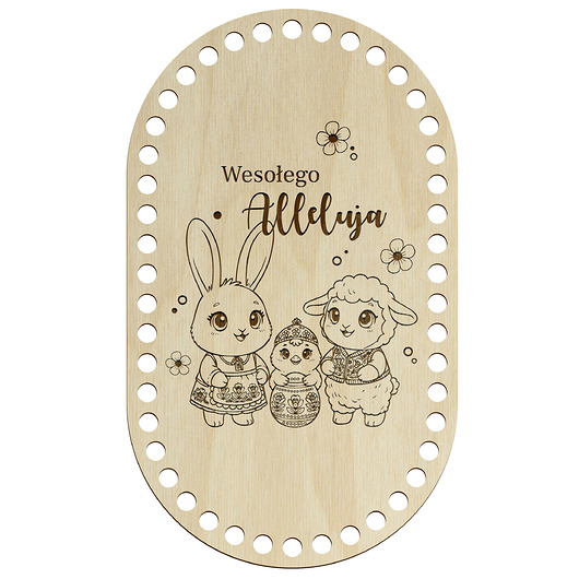 ozdoby wielkanocne Drewniana Baza na Wielkanoc OWALNA do Szydełkowania Koszyczka pod Szydełko