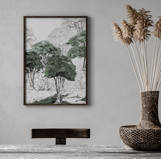 plakaty Plakat FOREST green sketch