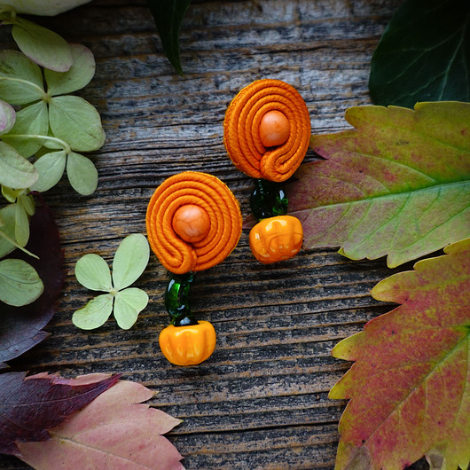 kolczyki soutache Dynie- jesienne kolczyki soutache