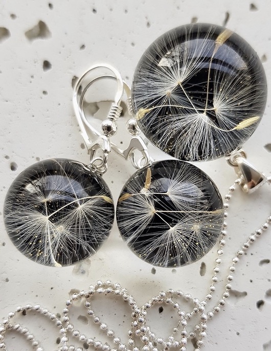 zestaw-dmuchawce w żywicy Grol Jewellery