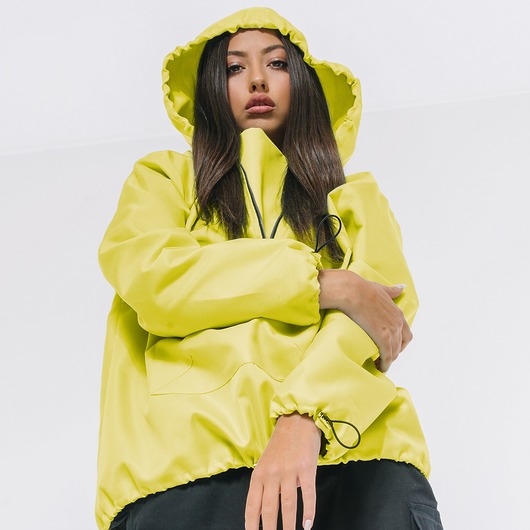 kurtki damskie Kurtka wiatrówka typu anorak neon lime