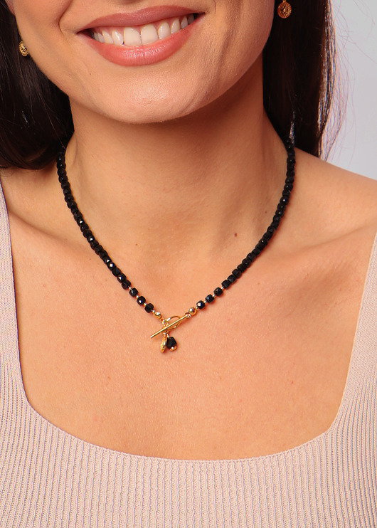 naszyjniki - inne Naszyjnik czarny turmalin toggle z zawieszką