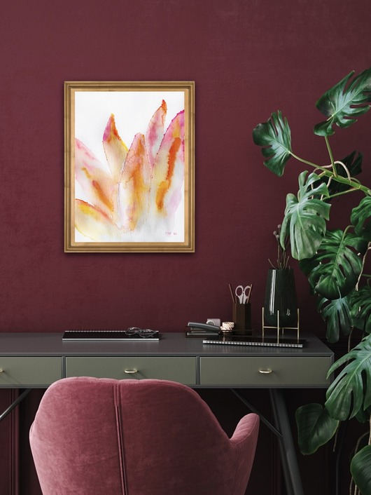 obrazy Aloes pomarańcz/róż a4 - akwarela