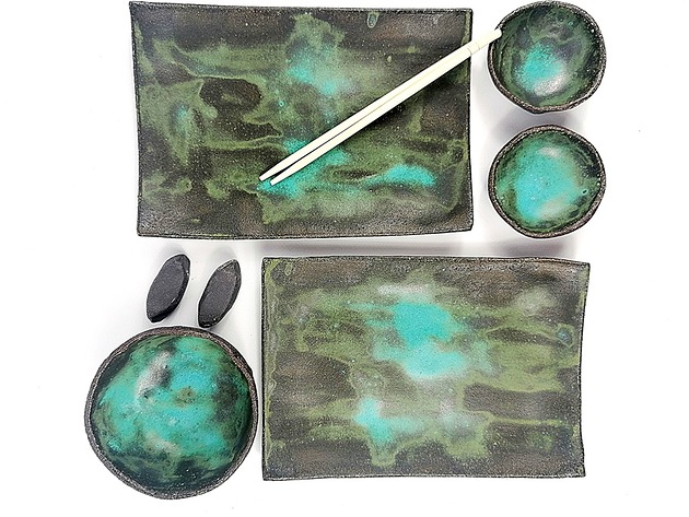 patery i talerze Zestaw talerzy ceramicznych - sushi