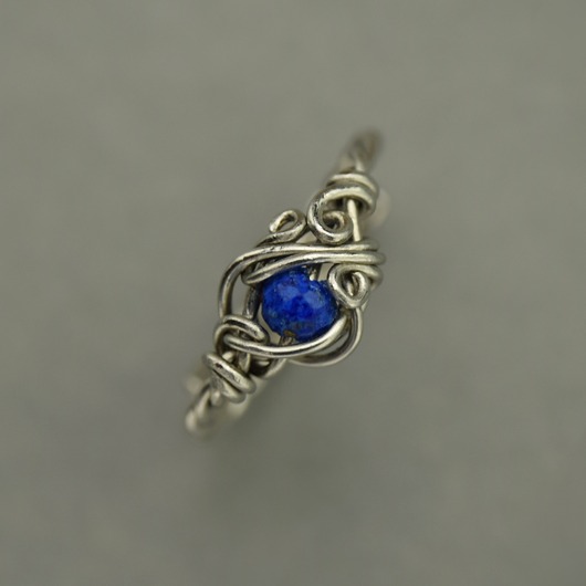 pierścionki - różne Pierścionek regulowany lapis lazuli wire wrapping