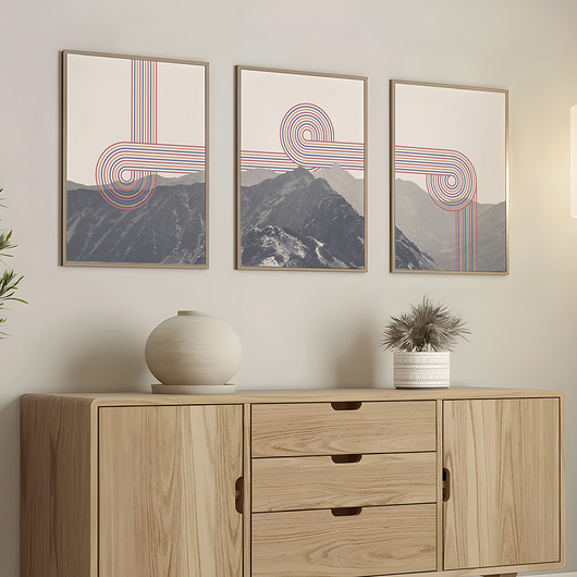 plakaty Plakaty góry Tatry, zestaw/tryptyk w stylu retro, mid-century.