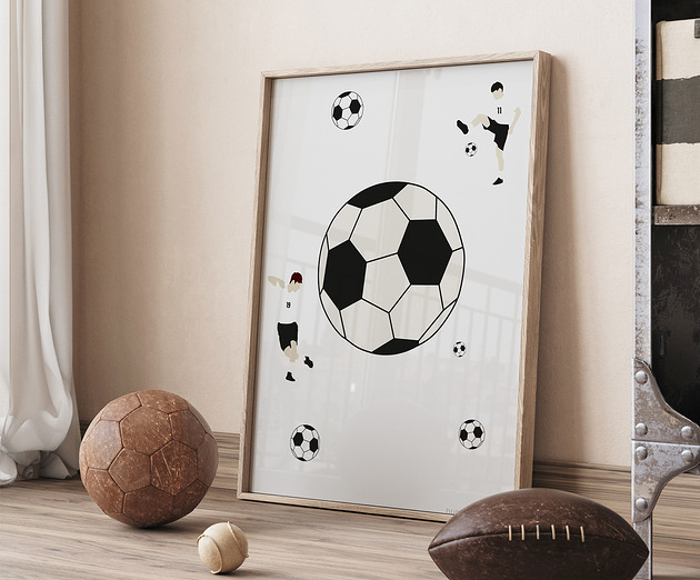obrazy i plakaty do pokoju dziecięcego Plakat dla dzieci White Soccer