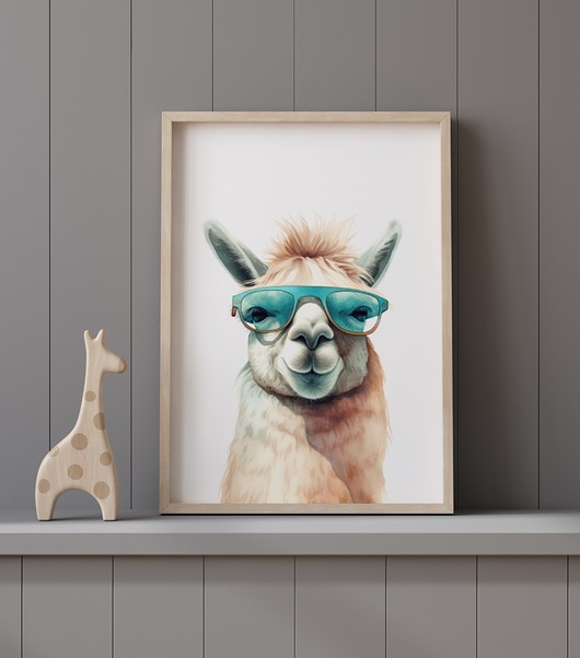 obrazy i plakaty do pokoju dziecięcego Plakat Lama w okularach P338