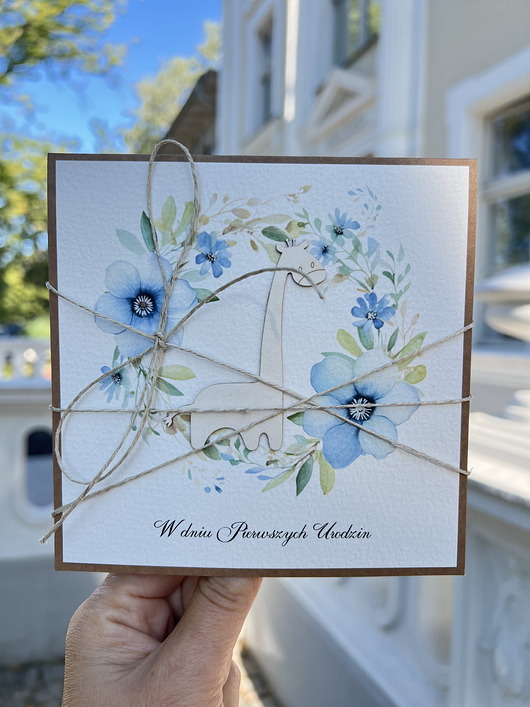 kartki scrapbooking Ręcznie robiona kartka dla dziecka na urodziny - dla chłopca - roczek