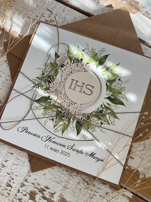 zaproszenia na komunię Rustykalne zaproszenia na komunię - zaproszenia na komunię ręcznie robione -