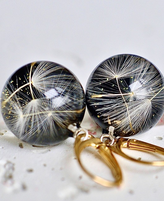 Kolczyki srebrne z nasionami dmuchawca Grol Jewellery