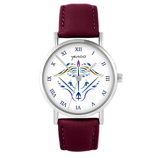 zegarki unisex Zegarek - Strzelec - skórzany, burgund