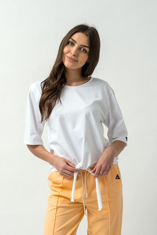 t-shirt damskie Bluzka wiązana "ANABELL" biała