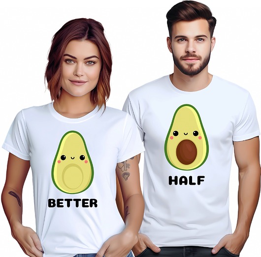 t-shirt damskie Koszulki dla pary Walentynki t-shirt komplet awokado