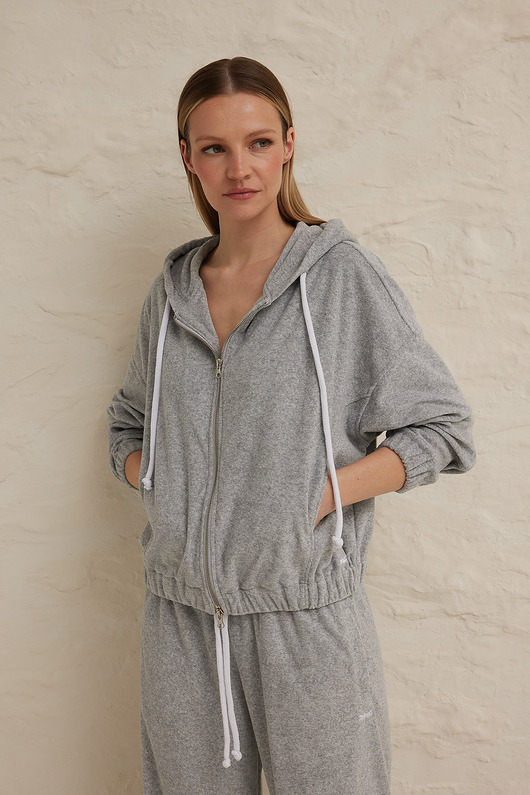 bluza z kapturem damska Bluza ELENA gray terry