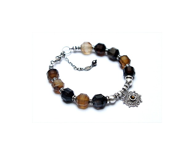 bransoletki wire wrapping Sepia  - bransoletka