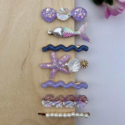 spinki i klamry do włosów Fioletowe spinki do włosów zestaw