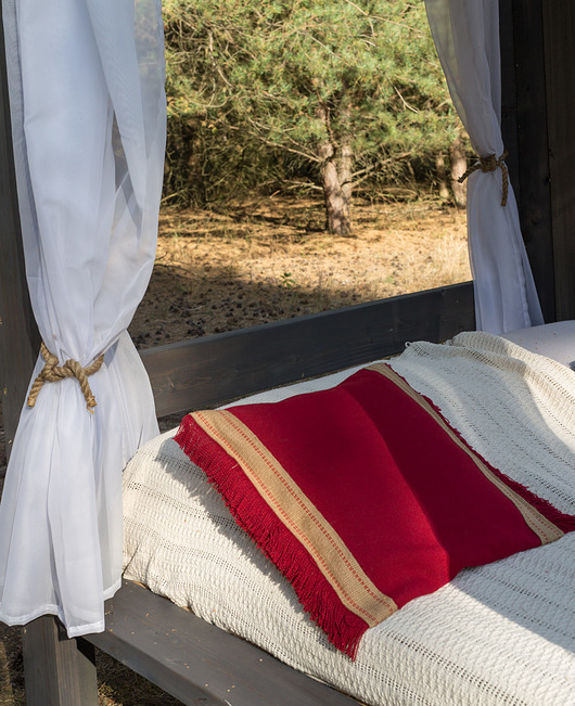 poduszki gładkie Poszewka na poduszkę boho THE FRINGE PILLOW czerwona