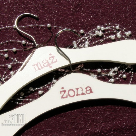 mąż i żona : wieszaki ślubne : brąz : zam. miniart