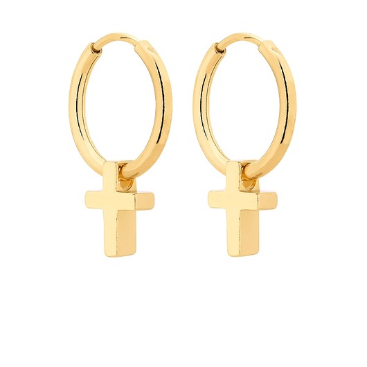 kolczyki srebrne Złote kolczyki koła z krzyżykami