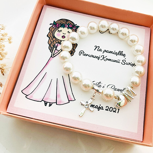 PERSONALIZOWANA bransoletka KOMUNIA inicjał Anemon Atelier