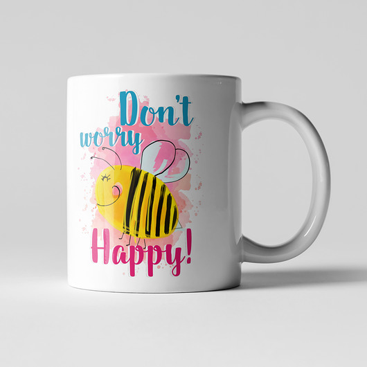Kubek  " Don't Worry Bee Happy"  FajnyMotyw