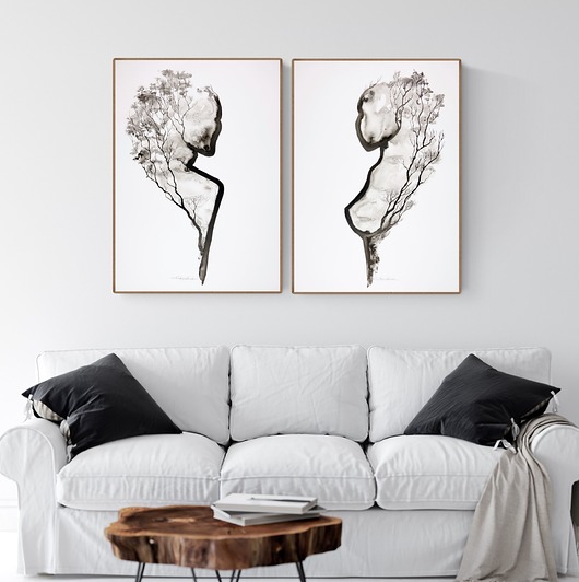 zestaw 2 grafik 50 x 70 cm - ZAMÓWIENIE Krystyna Siwek Art