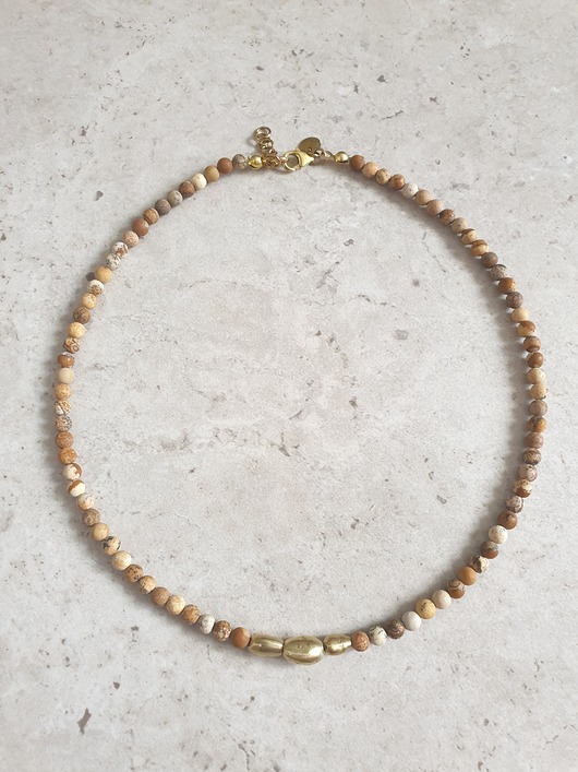 chokery Naszyjnik ZEN jaspis obrazkowy , mosiądz