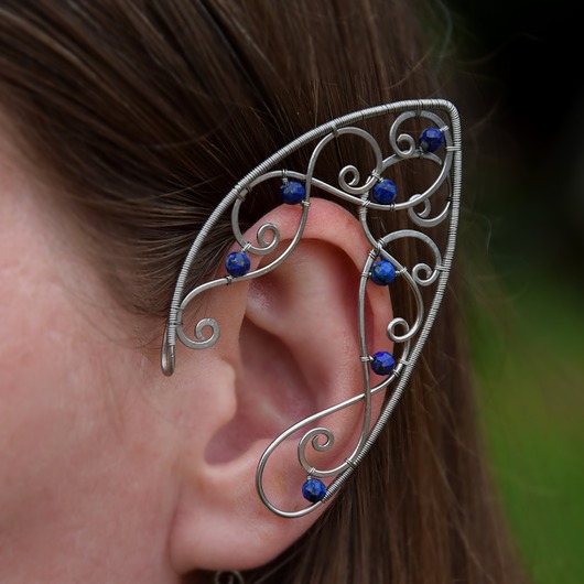 nausznice Nausznica zausznica uszy elfa lapis lazuli wire wrapping