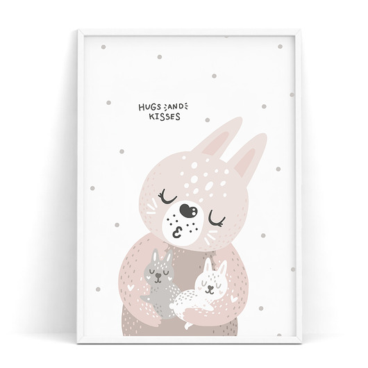 Plakat dziecięcy Hugs and Kisses Królik trochę na ścianę