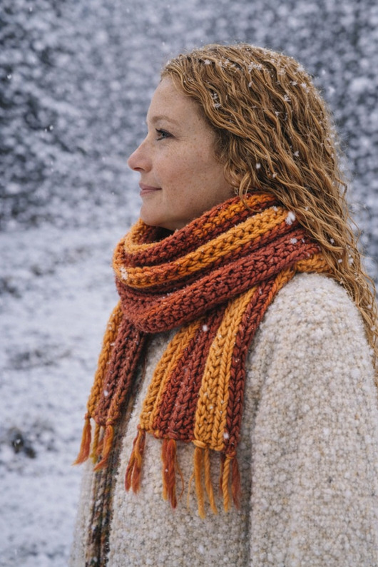 szale damskie Wełniany szal mandarynkowo pomarańczowy