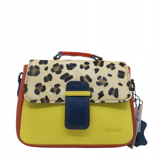 torby na ramię Torebka skórzana damska klasyczna rączka pasek ze skrawków OLIVKA
